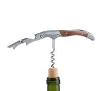 Zerodis Tire-bouchon bois multifonction portable | Tire-bouchon professionnel multifonction en bois et inox, pliable, avec couteau intégré, pour vin et bière