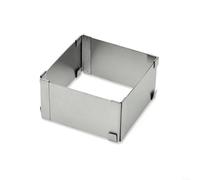 Zeroupshop Anneau en mousse carré réglable en acier inoxydable, pour décoration de gâteaux, pâtisserie extensible de 10,2 à 27,9 cm, avec poignée inclinable, cadre résistant aux hautes températures