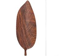 Zeroupshop Assiette en forme de feuille faite à la main en bois de noyer de qualité supérieure pour thé, café, desserts, forme organique, avec poignée antidérapante, décoration de cuisine élégante