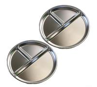 zeroupshop Assiettes rondes divisées en acier inoxydable à 3 compartiments de 22,9 cm - Plateaux alimentaires réutilisables en métal argenté