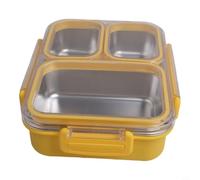 Zeroupshop Boîte à déjeuner en acier inoxydable à 3 compartiments étanche de 708,7 g, avec plateau amovible, passe au lave-vaisselle, pour bureau, école, extérieur, jaune
