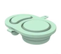 Zeroupshop Boîte à goûter pliable en silicone avec deux compartiments, récipient à sauce pliable anti-fuite pour déjeuner et voyage, tasse à condiments réutilisable, blanc cassé (vert)