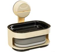 Zeroupshop Boîte à savon double couche, support mural à ventouse avec fentes de drainage, étagère de salle de bain non perforée pour douche, cuisine, tampon éponge en ABS (blanc crème)