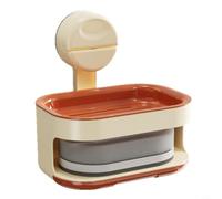 Zeroupshop Boîte à savon double couche, support mural à ventouse avec fentes de drainage, étagère de salle de bain non perforée pour douche, cuisine, tampon éponge en ABS (couleur café)