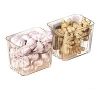 zeroupshop Boîte de rangement de cuisine transparente à fixation murale pour ail oignon galangal - Bac organisateur de nourriture à flux d'air 14,3 x 11,3 x 11,5 cm