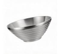 Zeroupshop Bol à nouilles à riz à double paroi en acier inoxydable 304 - Isolation thermique - Anti-brûlure - Pour la soupe et la cuisine - Argenté - 24 cm