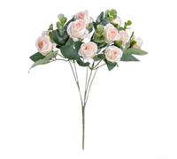 zeroupshop Bouquet artificiel avec feuilles d'eucalyptus - Fleurs réalistes en soie pour décoration de mariage - 30 cm - Orange (vin volant)