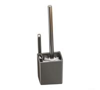 Zeroupshop Brosse WC murale et support, poils en nylon à 360 degrés, nettoyeur de salle de bain avec suceur plat, bases de rangement ventilées, gris, design peu encombrant