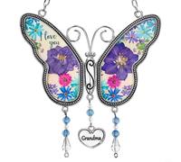 Zeroupshop Carillon éolien en métal fait à la main en forme de papillon bleu violet à suspendre décoration mélodieuse d'extérieur cour patio décoration résistante aux intempéries pour une installation