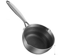 Zeroupshop Casserole à lait en acier inoxydable 304 de 18 cm avec couvercle en verre, fond multicouche pour induction gaz, électrique, facile à nettoyer, ergonomique pour poignée