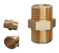 Zeroupshop Connecteur fileté mâle double en laiton massif à 4 points, pour raccord de tuyau standard, adaptateur en cuivre résistant à la rouille, filetages de précision, doré, 3,2 x 2 x 1,4 cm (1