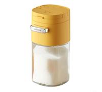 Zeroupshop Distributeur de sucre avec contrôle des portions de 0,5 g, pot d'assaisonnement en verre transparent avec couvercle pour la maison, la cuisine, pot à épices anti-contaminant (jaune)