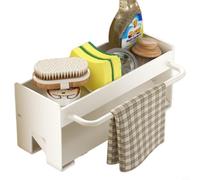 Zeroupshop Égouttoir d'évier non perforé en acier au carbone avec porte-serviettes pour l'organisation et le rangement du comptoir de cuisine (blanc)
