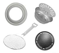 Zeroupshop Ensemble de barbecue au charbon de bois, avec grille de cuisson et rôtissoire, table de feu de barbecue en acier dur, pour barbecue à ébullition, chauffage extérieur, argenté, 32 x 32 cm