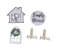 Zeroupshop Ensemble de plateau de décoration rustique à étages en plastique blanc pour la maison, le bureau, le bureau, l'organisateur d'ornements vintage, avec support de verdure synthétique, 22 x 21