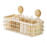 Zeroupshop Étagère murale de salle de bain en fer résistant à la rouille, panier de comptoir moderne et minimaliste, pour articles de toilette, installation sans perçage, blanc crème (A)