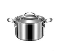 Zeroupshop Faitout double oreille en acier inoxydable 304, avec couvercle en verre trempé, antiadhésif, pour cuisinière à induction et gaz, petit pot à lait, pour cuisson à la vapeur et à ébullition