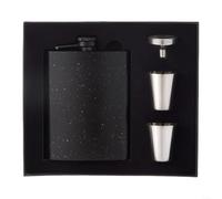Zeroupshop Flasque en acier inoxydable de 236,8 ml, étanche, pour homme, camping, randonnée, avec entonnoir et 2 tasses, kit d'accessoires de bar portable noir