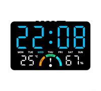 Zeroupshop Horloge électronique à grand écran LED affichant l'heure, la date, la température, l'humidité, niveau de confort, fonction alarme, suspension murale ou support de table pour la maison, le