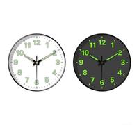 Zeroupshop Horloge murale lumineuse - 30 cm - Quartz silencieuse - Ronde - Brille dans le noir - Grands chiffres - Verre trempé - Fonctionnement à piles - Décoration moderne pour chambre à coucher