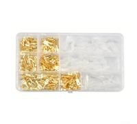 Zeroupshop Kit de connecteurs de bornes à sertir dorés, 2,8/4,8/6,3 mm, cosses mâles femelles, avec isolation transparente, pour fil AWG 22-14, câblage électrique automobile
