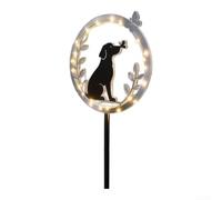 Zeroupshop Lampe de jardin en métal à énergie solaire LED pour chien | Cadre en acier inoxydable, revêtement résistant à la rouille, finition noire, piquet robuste, utilisation durable