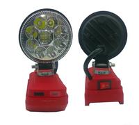 Zeroupshop Lampe de travail LED sans fil compatible avec Zwiesel 4511396 4511437, projecteur alimenté 18 V, avec port USB, tête pliable à 90° et crochet, pour camping, atelier en plein air, rouge et