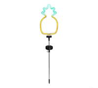 Zeroupshop Lot de 1 lampe solaire en forme d'ananas et de cocotier - Style néon - En métal et plastique - Résistant aux intempéries - Pour décoration de pelouse, cour, allée (ananas)