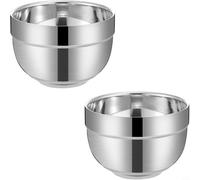 Zeroupshop Lot de 2 bols isothermes à double paroi en acier inoxydable 304 poli miroir pour la maison, l'école, la salle à manger, conservation de la chaleur, empilables, stockage de soupe, riz