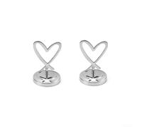 Zeroupshop Lot de 2 porte-cartes de menu en acier inoxydable avec base antidérapante et finition dorée en forme de cœur, pour mariage, banquet, hôtel, restaurant, marque-place, porte-nom (argenté, 7