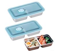 zeroupshop Lot de 2 pots à goûter en métal avec séparateur hermétique, boîte de rangement hermétique pour fruits, yaourt, trempettes, bureau, pique-nique, réutilisable, 20 cm