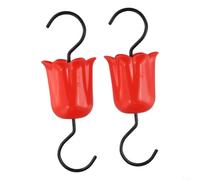 Zeroupshop Lot de 2 protections pour mangeoire à colibri, avec barrière anti-abeille en polycarbonate rouge, pour l'extérieur, piège à eau anti-fuite, avec crochets en acier inoxydable, taille L