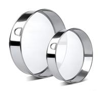 Zeroupshop Lot de 2 tamis à farine en acier inoxydable à 60 mailles fines pour la cuisson, le sucre en poudre et les épices, antirouille - Empilables - 20,3 et 15,2 cm
