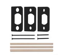 zeroupshop Lot de 3 gâches de porte robustes pour loquet à pêne dormant - Finition laiton poli - Kit de mise à niveau de montant de porte intérieure - Taille standard (courbure noire)