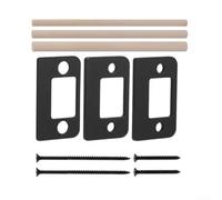 zeroupshop Lot de 3 gâches de porte robustes pour loquet à pêne dormant - Finition laiton poli - Kit de mise à niveau de montant de porte intérieure de taille standard (noir droit)