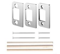 zeroupshop Lot de 3 gâches de porte robustes pour loquet à pêne dormant - Finition laiton poli - Kit de mise à niveau de montant de porte intérieure - Taille standard (argent droit)
