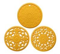 Zeroupshop Lot de 3 tapis de casserole en silicone de 20 cm antidérapants pour tapis de table de cuisine, dessous de verre résistant à la chaleur avec motif creux pour protection des bols et des plats