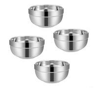 Zeroupshop Lot de 4 bols isothermes à double paroi en acier inoxydable 304 poli miroir pour la maison, l'école, la salle à manger, conservation de la chaleur, empilables, stockage de soupe, riz