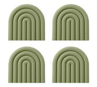 Zeroupshop Lot de 4 dessous de plat en silicone résistant à la chaleur, 232,2 °C, multi-usages, repose-cuillère, dessous de verre, facile à nettoyer, cuisine moderne, assortiment (vert olive)