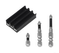 Zeroupshop Lot de 4 porte-forets magnétiques avec 3 embouts pour tournevis, manchon en caoutchouc pour embouts hexagonaux de 6,35 mm, douilles et embouts de tournevis, rangement compact d'outils (avec