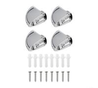 Zeroupshop Lot de 4 supports d'étagère en verre chromé poli, support d'étagère de salle de bain en alliage de zinc, coussinets en caoutchouc antidérapants pour étagères de 3,9 cm, argenté