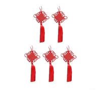 Zeroupshop Lot de 5 décorations à suspendre en forme de nœud chinois - Rouge - Pour entrée ou foyer - 11,5 x 27 cm - Style traditionnel vif - Pour fête saisonnière en intérieur