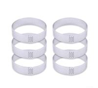 Zeroupshop Lot de 6 moules à mousse ronds perforés en acier inoxydable 304, avec trous de ventilation, pour une répartition uniforme de la chaleur, anti-adhésif, passe au lave-vaisselle, pour gâteaux