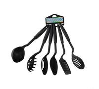 Zeroupshop Lot de 6 ustensiles de cuisine en nylon, anti-adhésifs, résistants à la chaleur, sans danger pour la friture, la pâtisserie, la spatule, la louche, la cuillère pour tourneur Noir