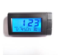 Zeroupshop Mini horloge numérique, avec date et température, thermomètre 2 en 1 pour tableau de bord de voiture, avec rétroéclairage bleu, pour installer la décoration de table de bureau, ABS noir