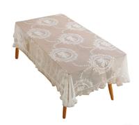 Zeroupshop Nappe de table carrée rectangulaire en polyester avec motif géométrique en dentelle blanche, pour mariage, salle à manger, cuisine, fête, entretien facile, 90 x 90 cm à 140 x 200 cm (90 x