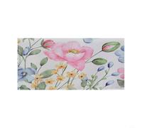 Zeroupshop Nappe florale lavable en polyester avec bord rose pâle et lilas, imperméable, pour fête de jardin, 140 x 240 cm, housse blanche pour 2 à 4 personnes, décoration de salle à manger