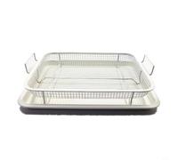 Zeroupshop Panier de barbecue carré en acier inoxydable avec plateau d'égouttement, grille de barbecue plaquée cuivre et bleuie pour barbecue en plein air, grille de cuisson robuste pour viande et