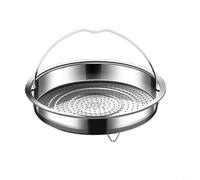 Zeroupshop Panier vapeur en acier inoxydable 304 avec poignée, grille de cuisson à la vapeur pour mijoteuse, autocuiseur, casserole, sans surface, 22 cm, argenté (M)