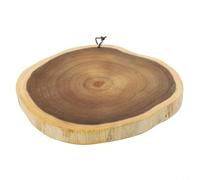 Zeroupshop Planche à découper en bois d'acacia, design rond irrégulier unique pour fromage, pain et fruits, plateau de service épais en bois naturel massif, 31 x 37 cm (petite taille 23-28 cm)
